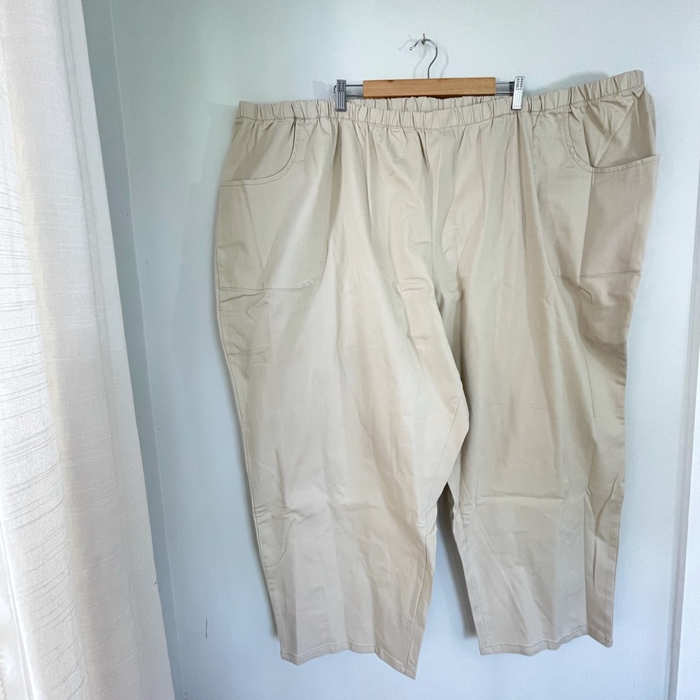Woman Within plus size Khaki pull on Capris Pants - Picture 2 of 10
